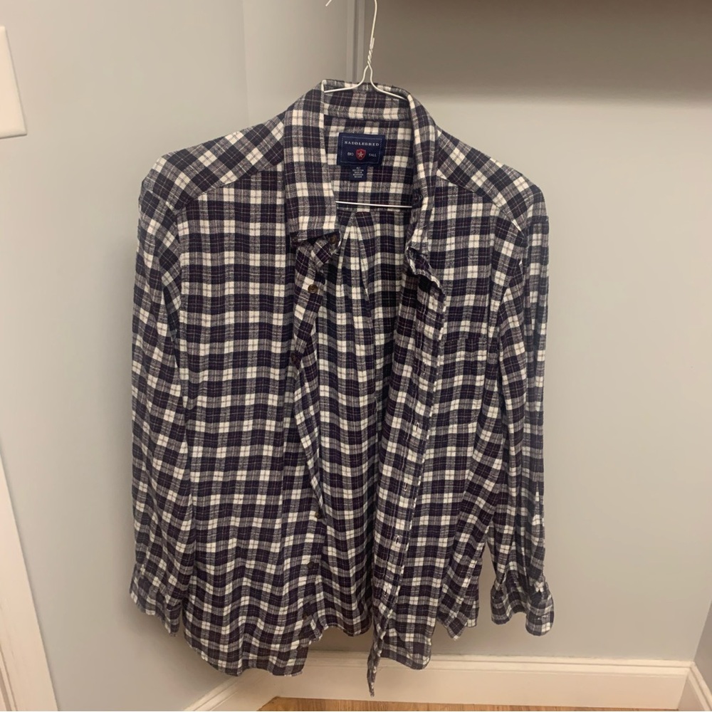 Black and white plaid button down